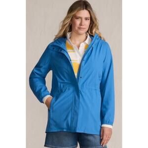 Lands end women’s jacket/ raincoat windbreaker blue hooded size 1X 18-20